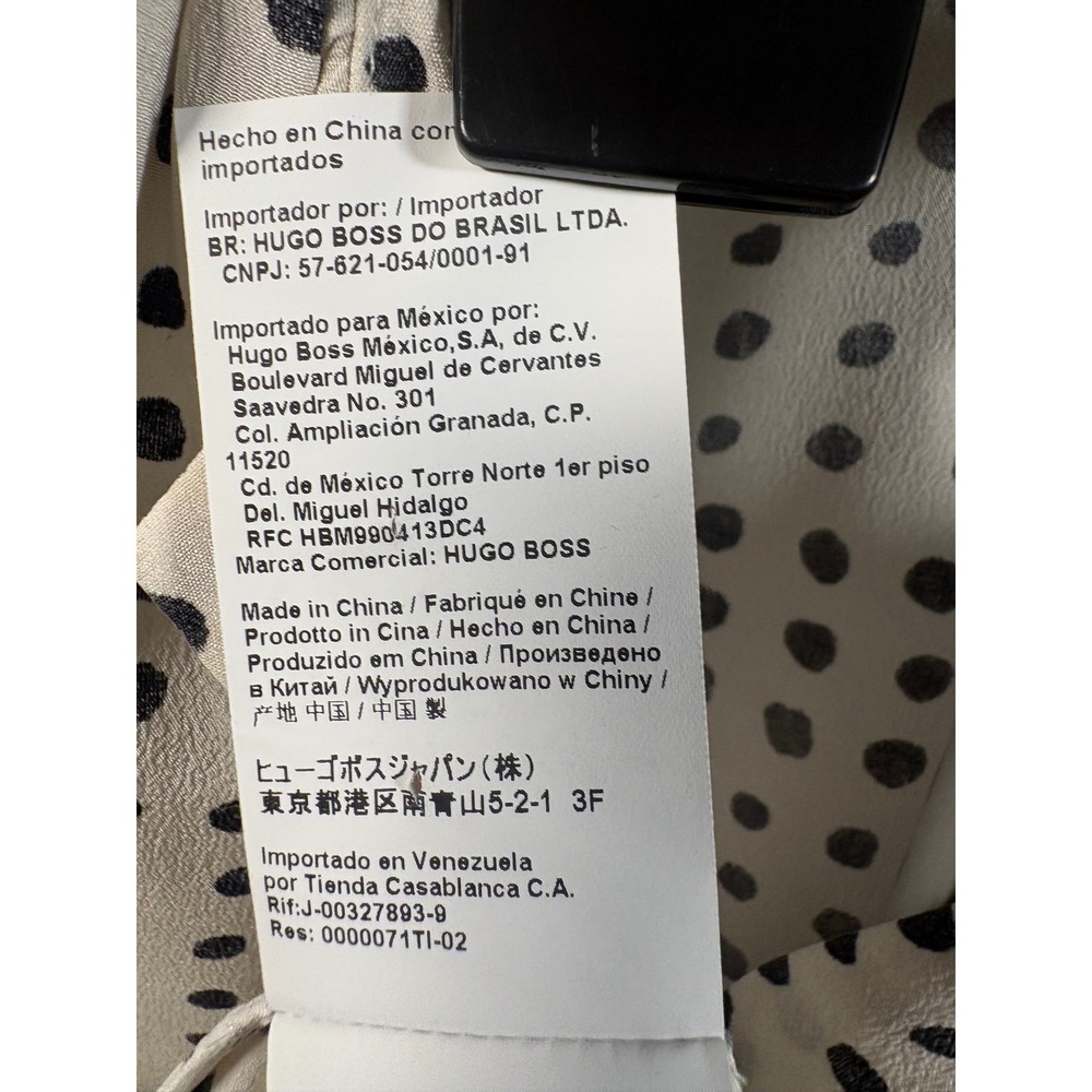 New BOSS Hugo Boss 100% Silk Polka Dot Blouse Ivory Black Long Sleeve Draped S14 - Picture 5 of 6